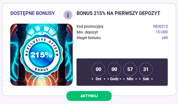 Przejdź do sekcji bonusów w panelu konta